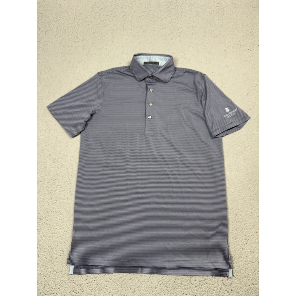 Greyson Polo Shirt Mens Small Blue Stripe Black Desert Resort Golf Stretch